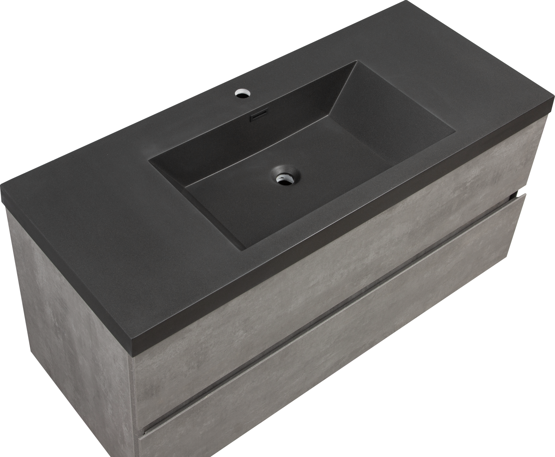 48'' Wall Hung Bathroom Vanity In Ash Gray With Black Top 24Vedi 48B 2 Grey Wall Mounted Plywood