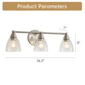Modern 3 Light Brushed Nickel Bathroom Vanity Light With Clear Glass Shade, E26 Wall Sconces Over Mirror For Living Room Bedroom Hallway Bulb Not Included Brushed Nickel Glass,Metal