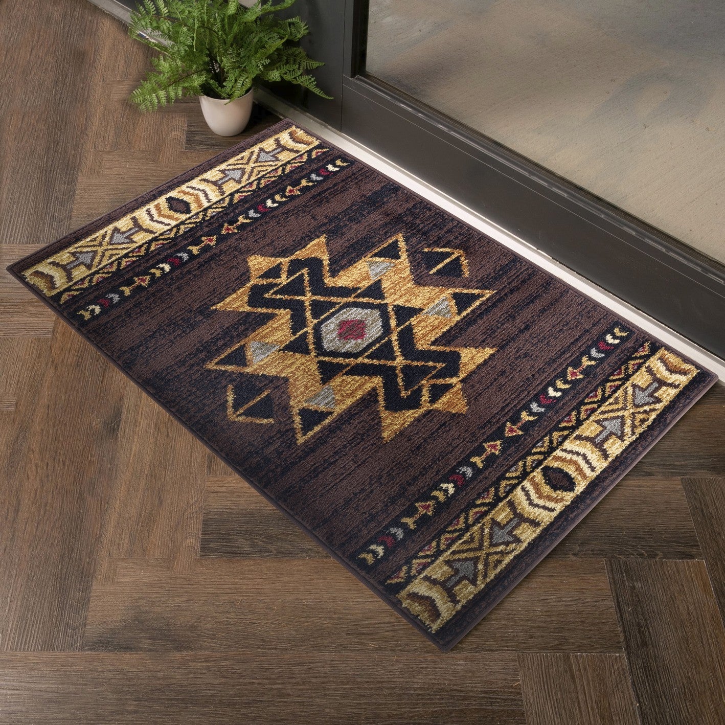 Tribes Gc Yls4005 Brown 5 Ft. 3 In. X 7 Ft. 3 In. Southwest Area Rug Brown Polypropylene