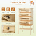 Pawhut 5 Tier Wooden Hamster Cage Mice Habitat Rat Habitat With Openable Top, Front Door And Storage Shelf Natural Wood Wood