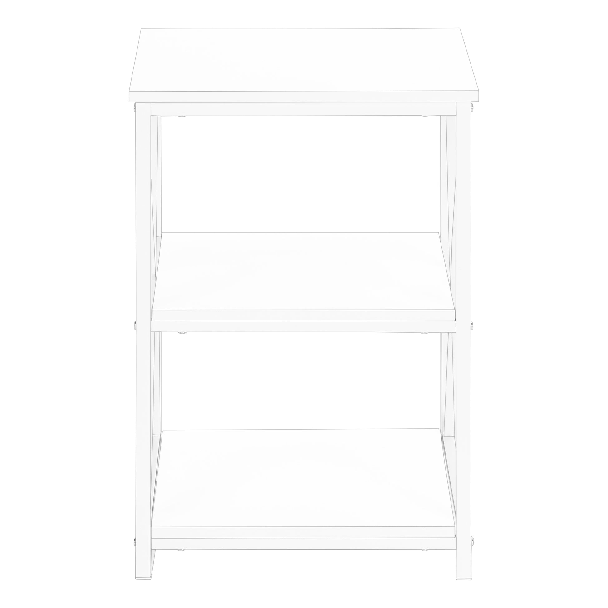 Accent Table, Side, End, Nightstand, Lamp, Living Room, Bedroom, White Laminate, White Metal, Contemporary, Modern White Metal