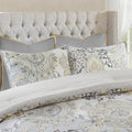 8 Piece Cotton Floral Printed Reversible Comforter Set Yellow Queen Queen Yellow Cotton