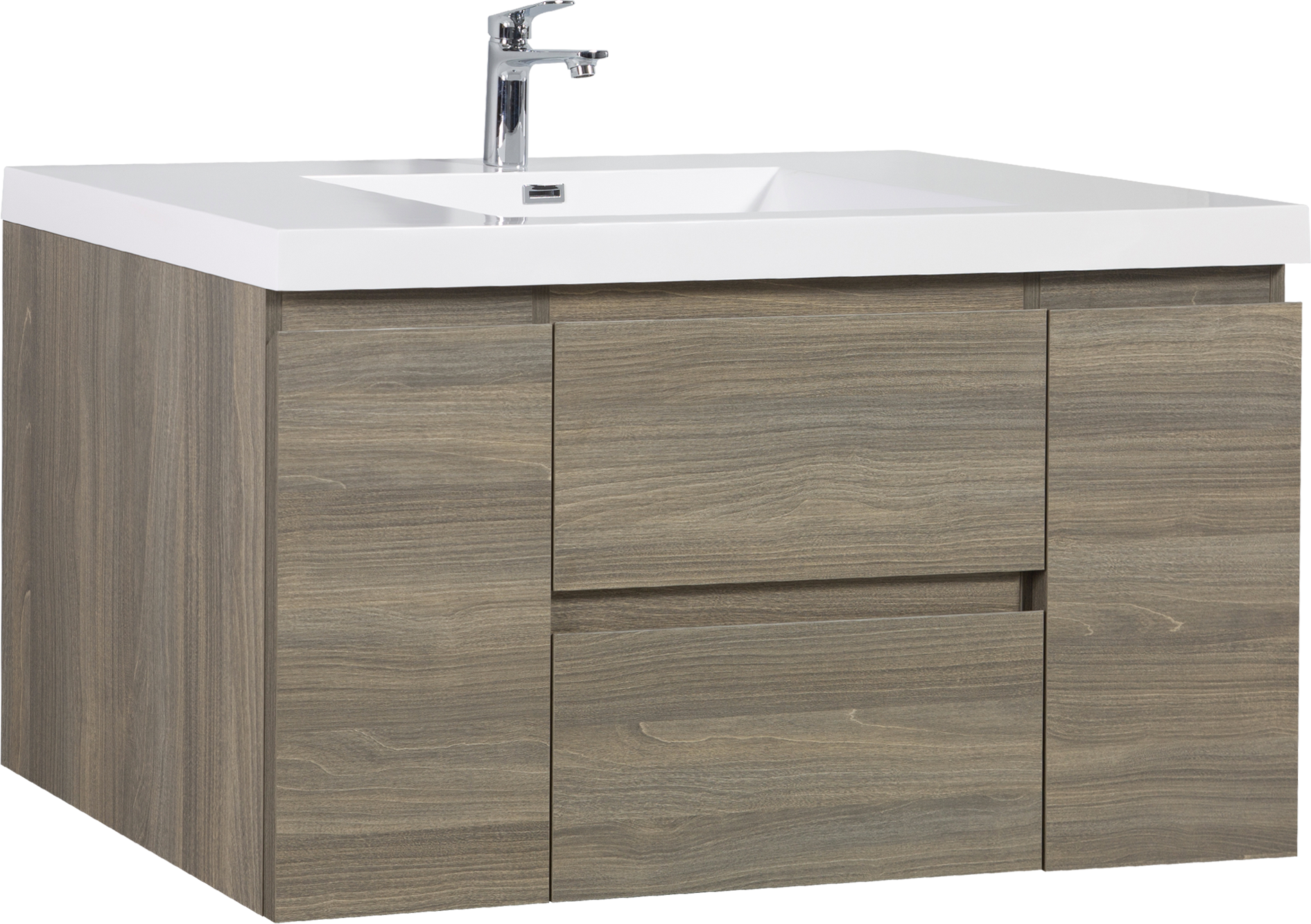 48" Floating Bathroom Vanity With Sink, Modern Wall Mounted Bathroom Storage Vanity Cabinet With Resin Top Basin And Soft Close Drawers, Ash Grey 24V11 48Ag 2 Grey 2 Bathroom Melamine