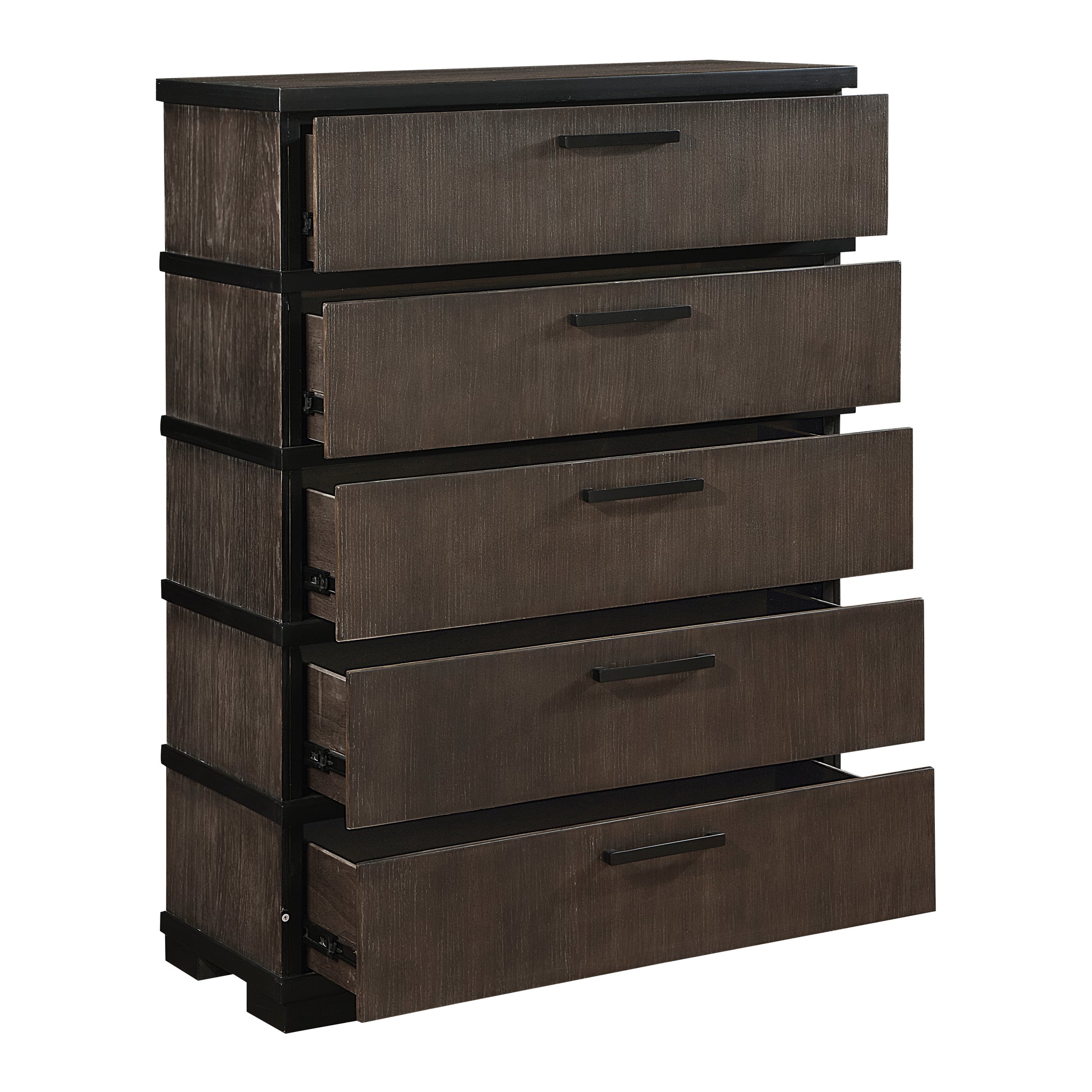 Two Tone Brown Black Finish Drawers Chest 1Pc Modern Industrial Design Bedroom Furniture Black,Brown Gray Wood