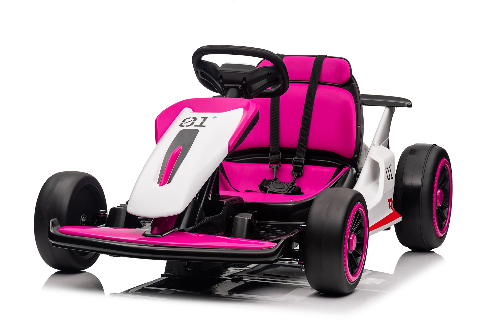 Electric Go Karts, Battery Powered Ride Karts Suitable For Children Aged 6 15, Outdoor Drift Pink Abs