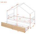 Twin Size Metal House Bed With Two Drawers, White Twin White Metal