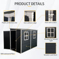 4X8Ft Outdoor Storage Shed With Floor Resin Shed With Two Window, Waterproof ,Lockable Doors For Patio,Yard,Lawn Black Black Polypropylene