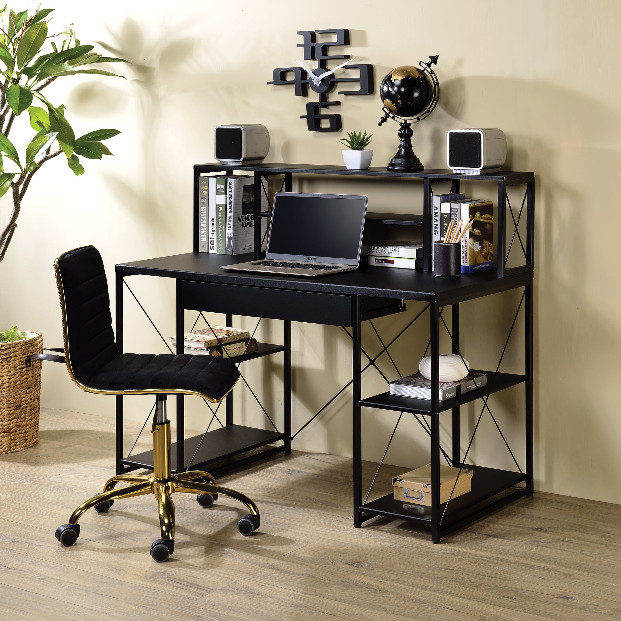Amiel All Purpose Black Finish Writing Desk Black Synthetic Wood