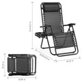 Set Of 2 Zero Cravity Lounge Chairs,Outdoor Patio Folding Recliners For Pool Beach With Pillow And Cup Holder, Black Black Stainless Steel