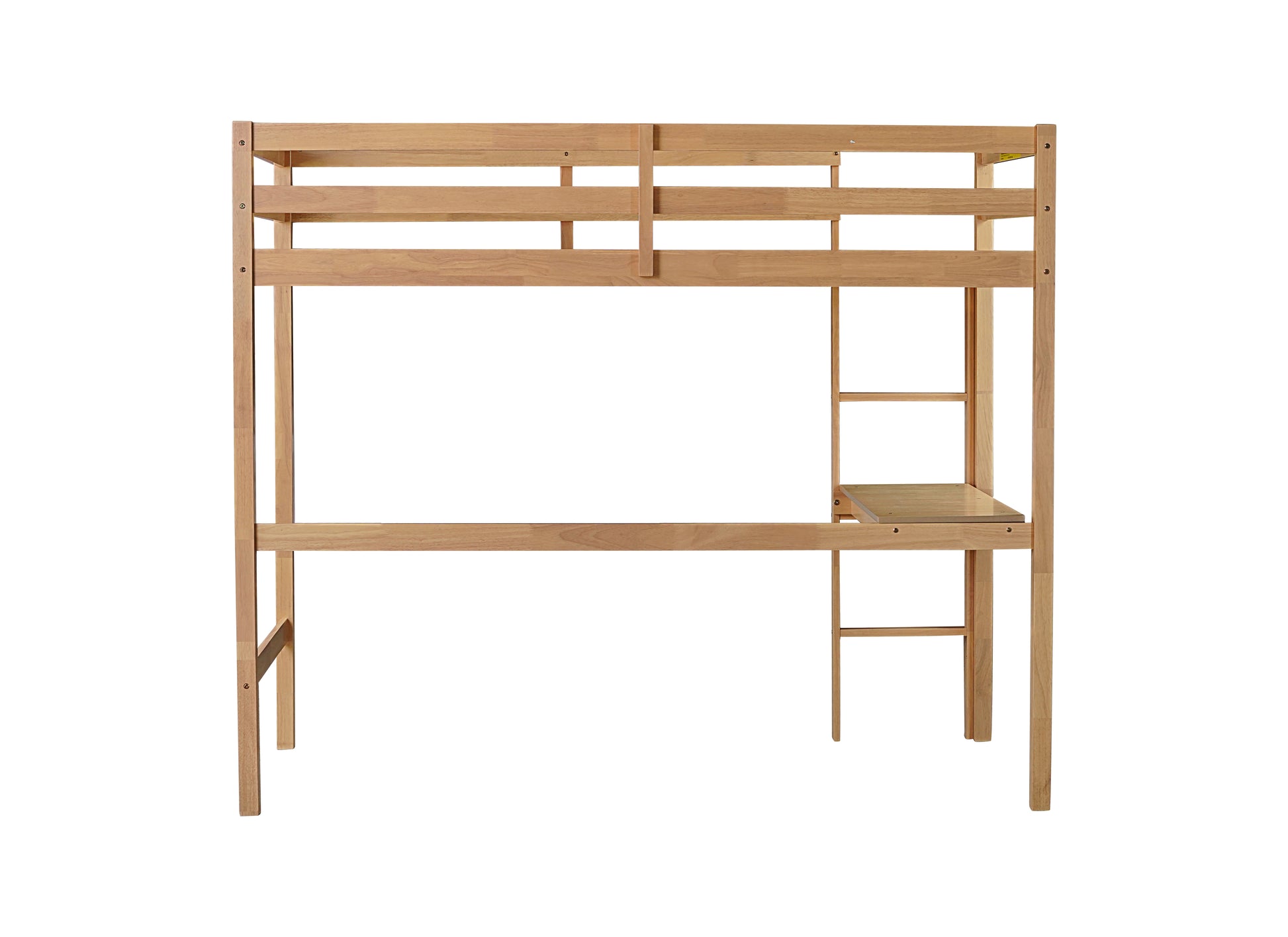 Twin High Loft Bed, Rubber Wood Loft Bed With Safety Guardrail, Built In Desk, Ladder,White Oak Twin White Oak Abs Rubber Steel Q235 ,Rubber Wood