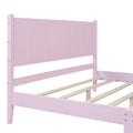 Queen Size Wood Platform Bed Frame, Retro Style Bed With Rectangular Headboard,No Need Box Spring,Pink Queen Pink Wood