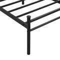 King Size Metal Bedframe,Headboard With Wood Panel Decoration,Black Black Brown Metal