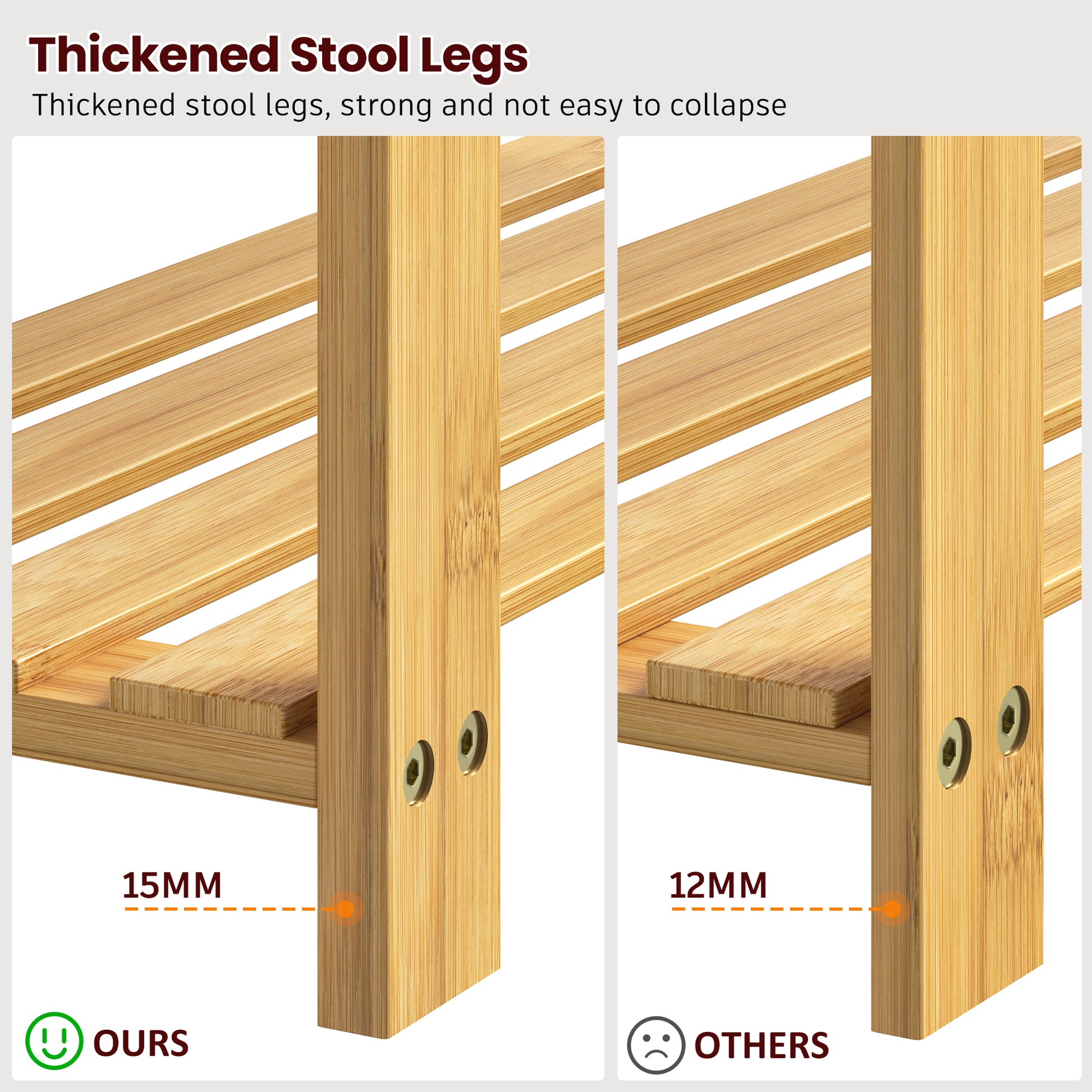 Bamboo Shoe Bench, 3 Tier Shoe Rack, Entryway Bench With Cushion And Adjustable Shelves, Shoe Rack For Entryway, Hallway, Mudroom And Living Room, Bamboo Khaki Bamboo