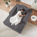 75 Inch Corduroy Sponge Sofa Lounge Chair,No Assembly Required,Fluffy Modern Sleeper Chair For Indoor Living Room Bedroom Grey Foam Corduroy 1 Seat