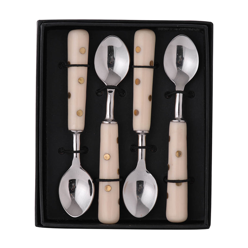 S 4 Coffee Spoons In Box Multicolor Steel