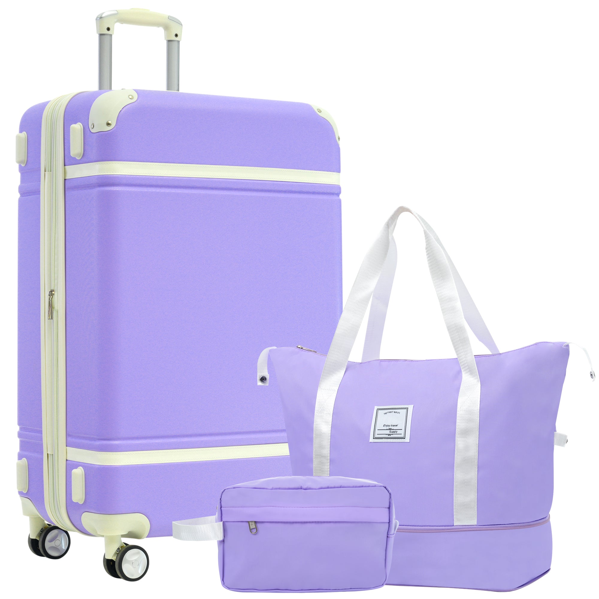 Hardshell Luggage Sets With Bags Lightweight Suitcase Double Spinner Wheels With Tsa Lock ,Single Vintage Luggage 28 In,Purple Purple Abs