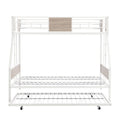 Twin Over Full Metal Bunk Bed With Trundle 2 Side Ladder And Full Length Guardrail, No Box Spring Needed, Large Under Bed Storage, Easy Assemble Full Brown White Mdf Metal