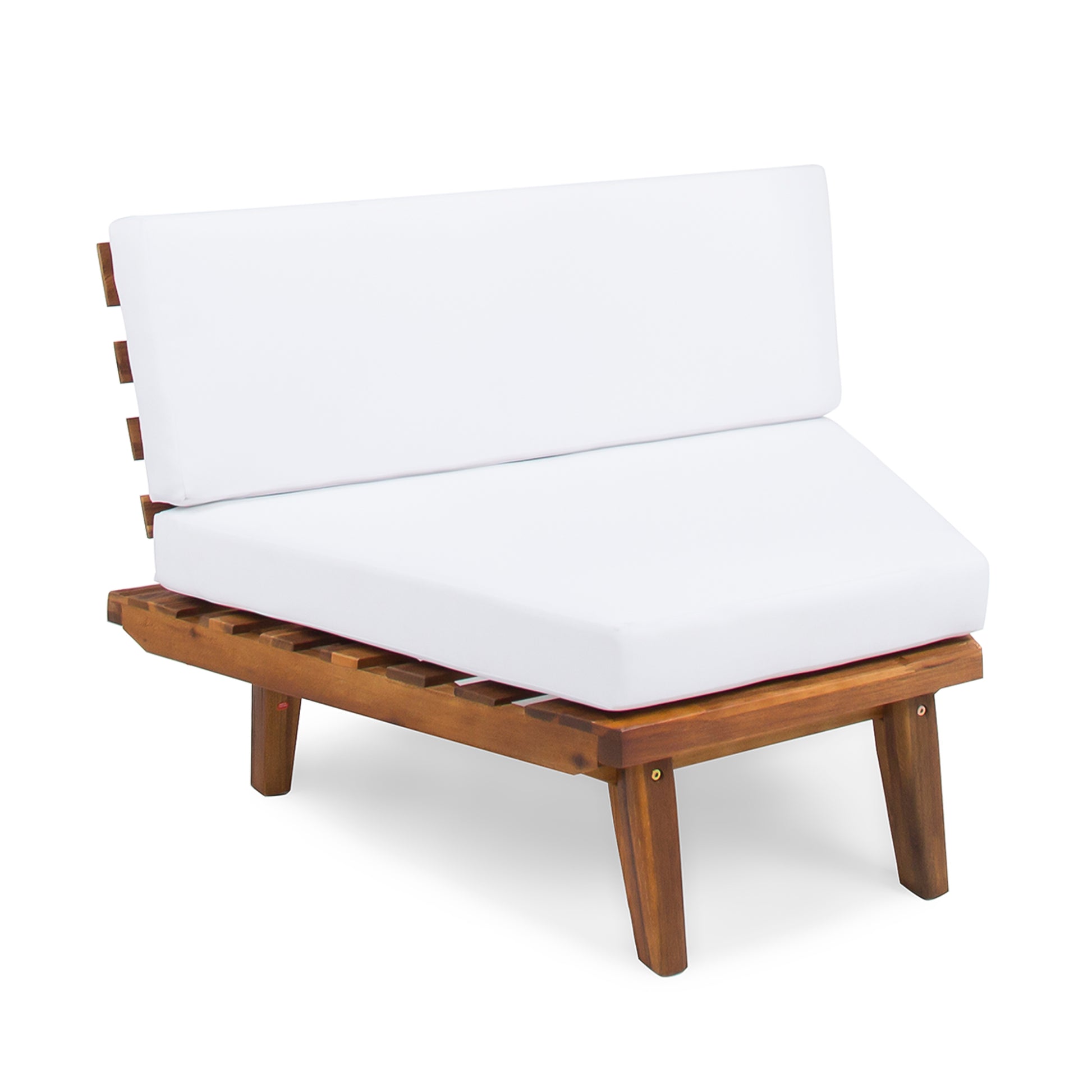 Hillcrest V Shaped 4 Piece Sofa Set White White Acacia Wood