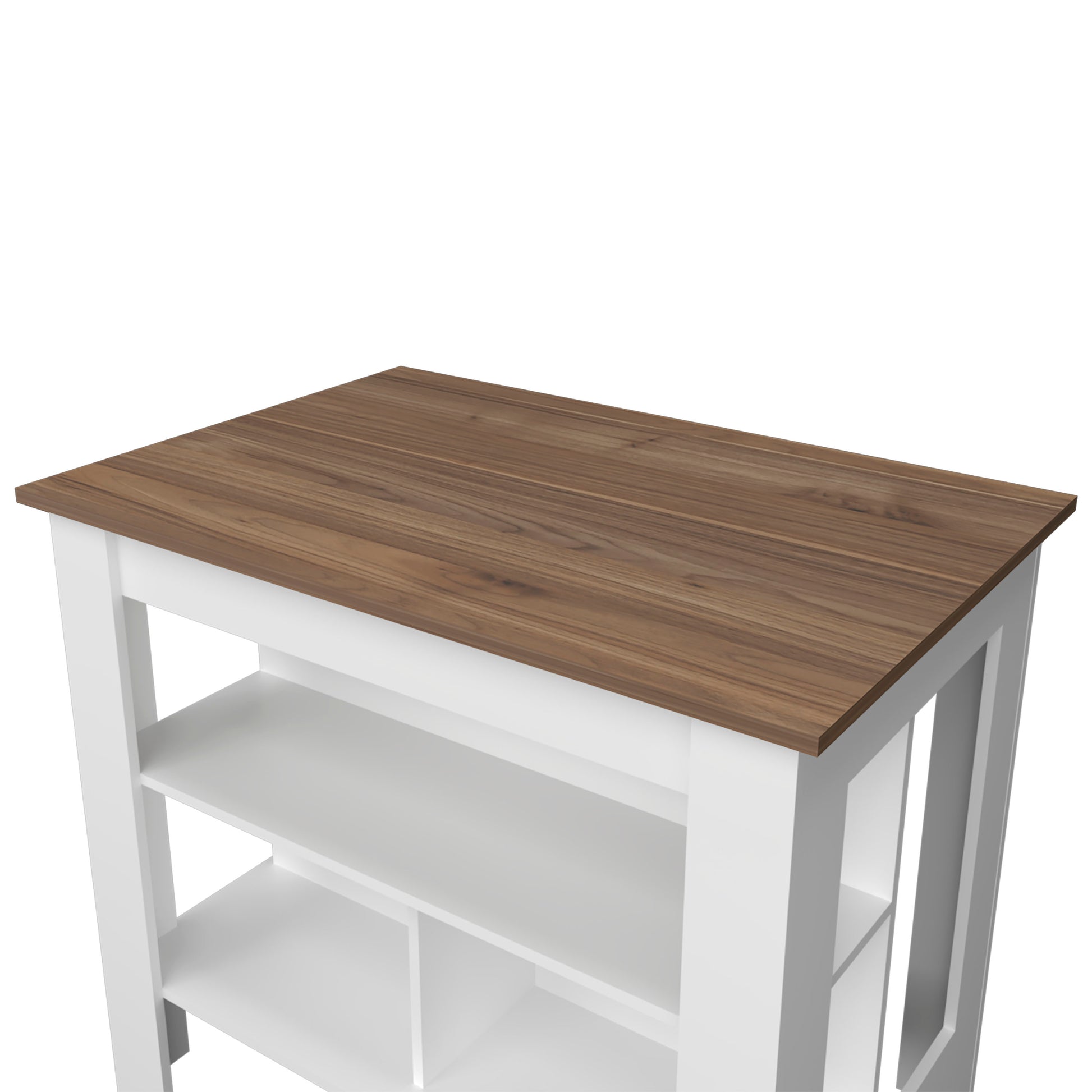 Aztec Kitchen Island In Melamine With Open Storage, Mahogany White Multi Kitchen Minimalist,Modern Rectangular Stationary Kitchen Islands Pine Particle Board Melamine Medium 40 55In