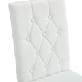2 Piece Dining Chair Set, Modern Style Kitchen Soft Cushion High Backrest, With Embedded Buttons, Metal Leg Office Chair, Suitable For Restaurants, Offices, And Restaurants. White Pu