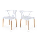 Plastic Dining Chair Set Of 2 White Polypropylene