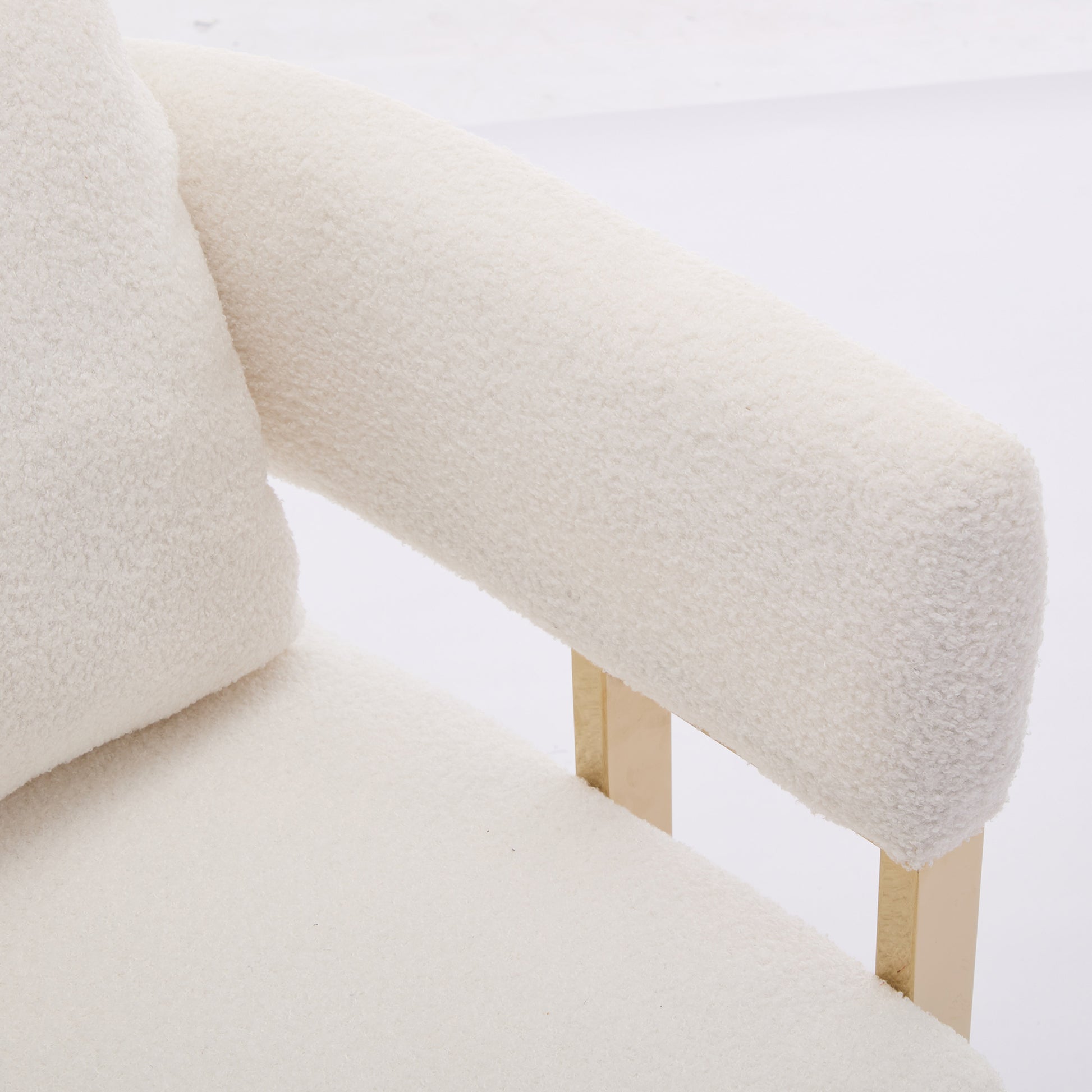 Ts Teddy Velvet Upholstered Metal Foot Sofa White Gold Teddy 1 Seat