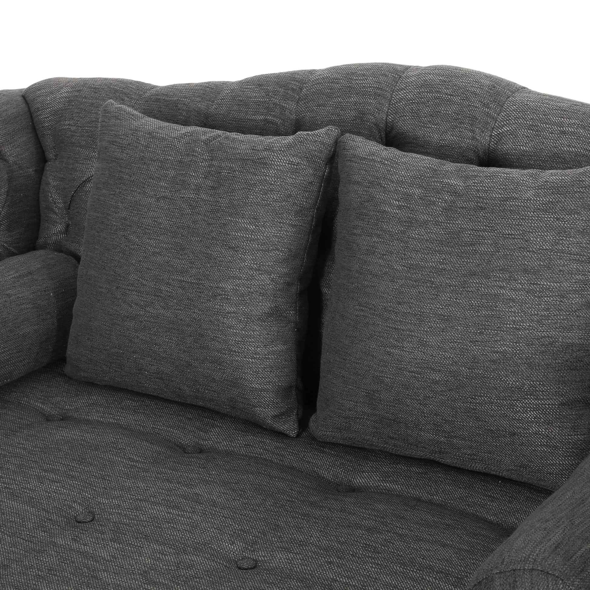 Seat Chaise Lounge Charcoal Fabric 2 Seat