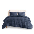 Clip Jacquard Comforter Set Queen Navy Polyester