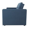 Loveseat Sleeper Pull Out Couch 3 In 1 Sofa Bed Adjustable Backrest Blue Wood Fabric