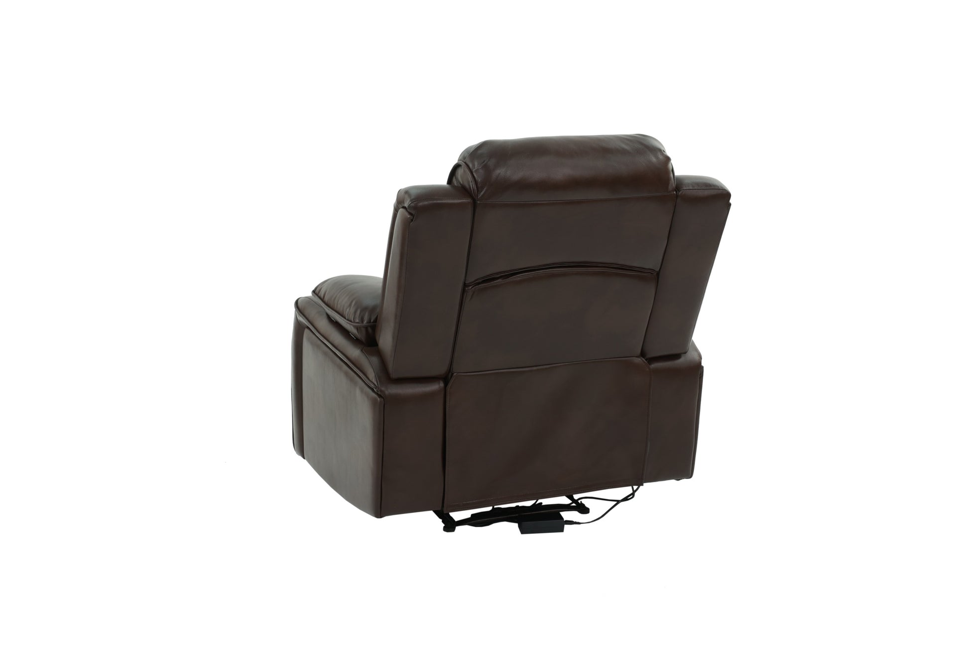 Power Motion Recliner Chair 1Pc Chair Contemporary Brown Color Gelstorage Arms W Cup Holder Living Room Furniture Brown Faux Leather Power Push Button Primary Living Space Cushion Back Contemporary,Modern Pillow Top Arms Metal & Wood