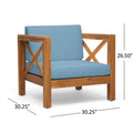 Brava Club Chair Teak Wood Waterproof Fabric