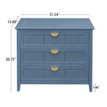 3 Drawer Cabinet, American Furniture,Suitable For Bedroom, Living Room, Study Blue Mdf