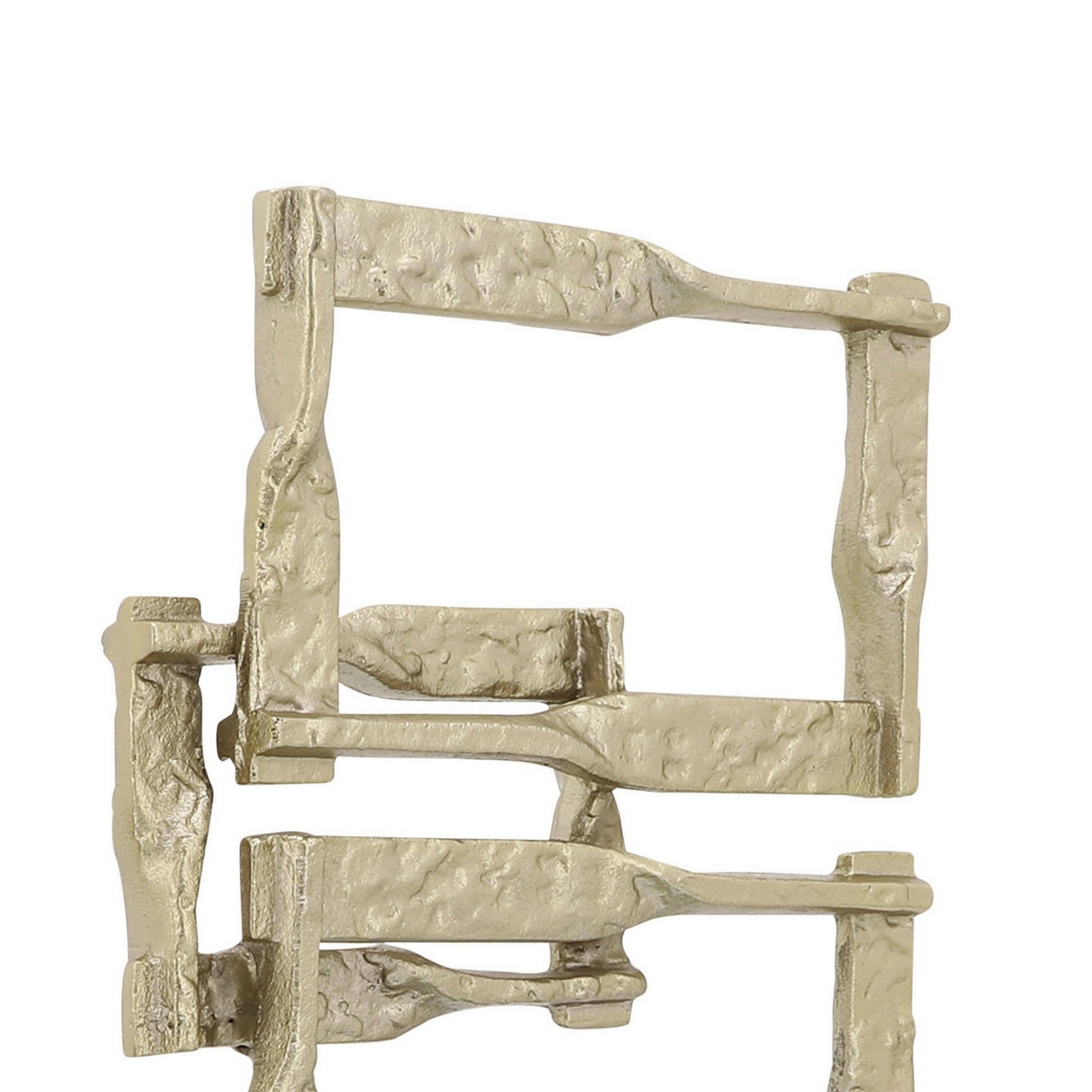 Jodie 23 Inch Metal Modern Accent Decor, Stacked Squares, Block Base, Gold Gold Wood Metal
