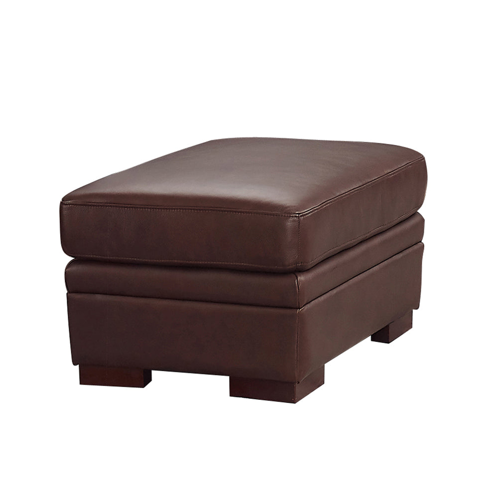 Dillon Leather Ottoman Raisin Genuine Leather Brown Memory Foam Genuine Leather