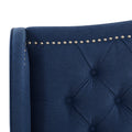 Marcella Upholstered Shelter Headboard Bed Set, King, Dark Sapphire Blue Woven Box Spring Required King Blue Wood Foam Polyester Fabric