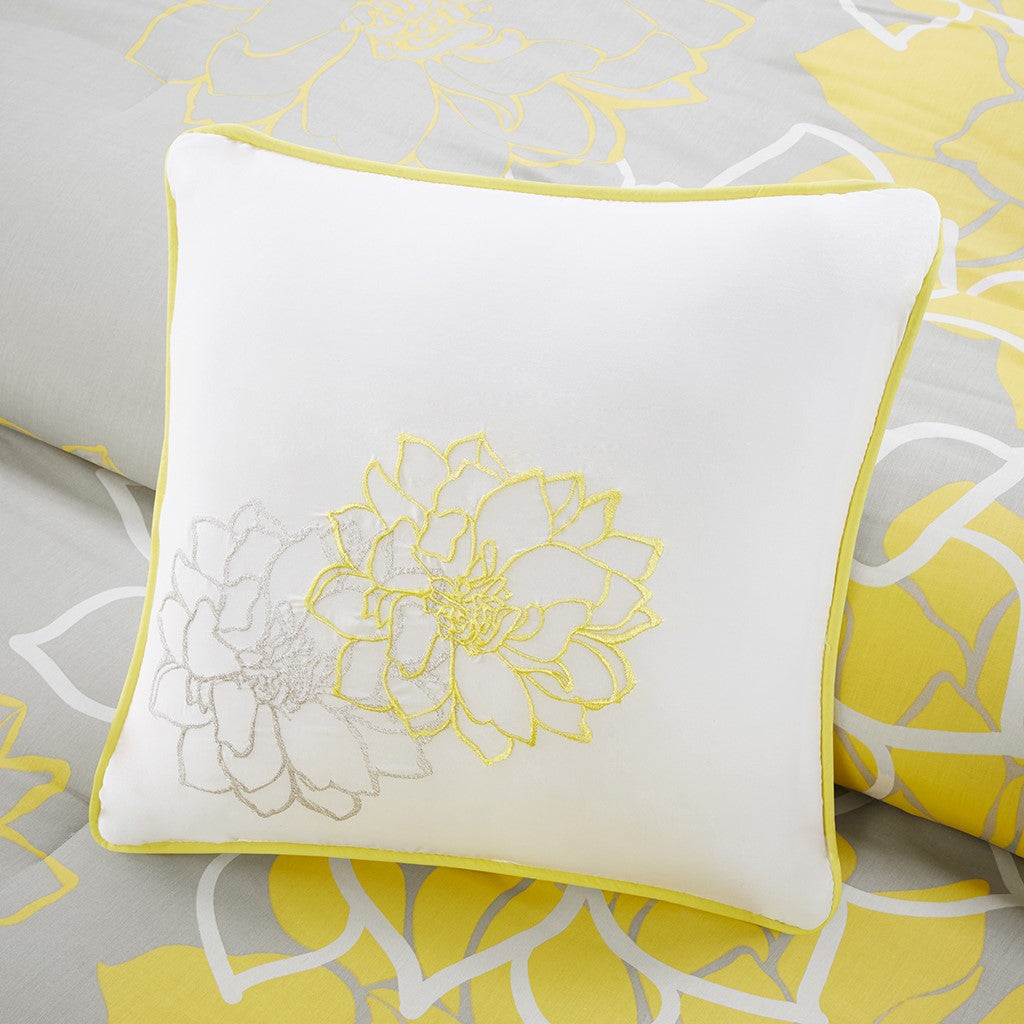 6 Piece Printed Cotton Quilt Set With Throw Pillows Taupe Grey Yellow Full Queen Full Yellow Grey Cotton
