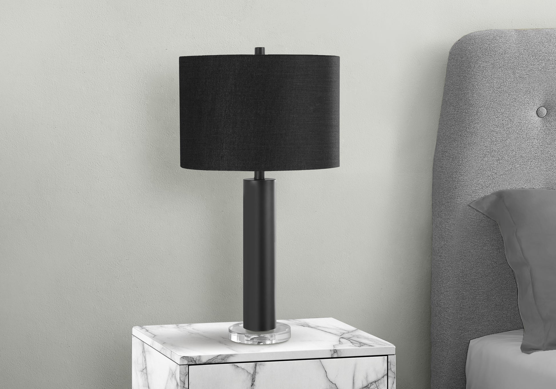 Lighting, 28"H, Table Lamp, Black Metal, Black Shade, Contemporary Black Acrylic