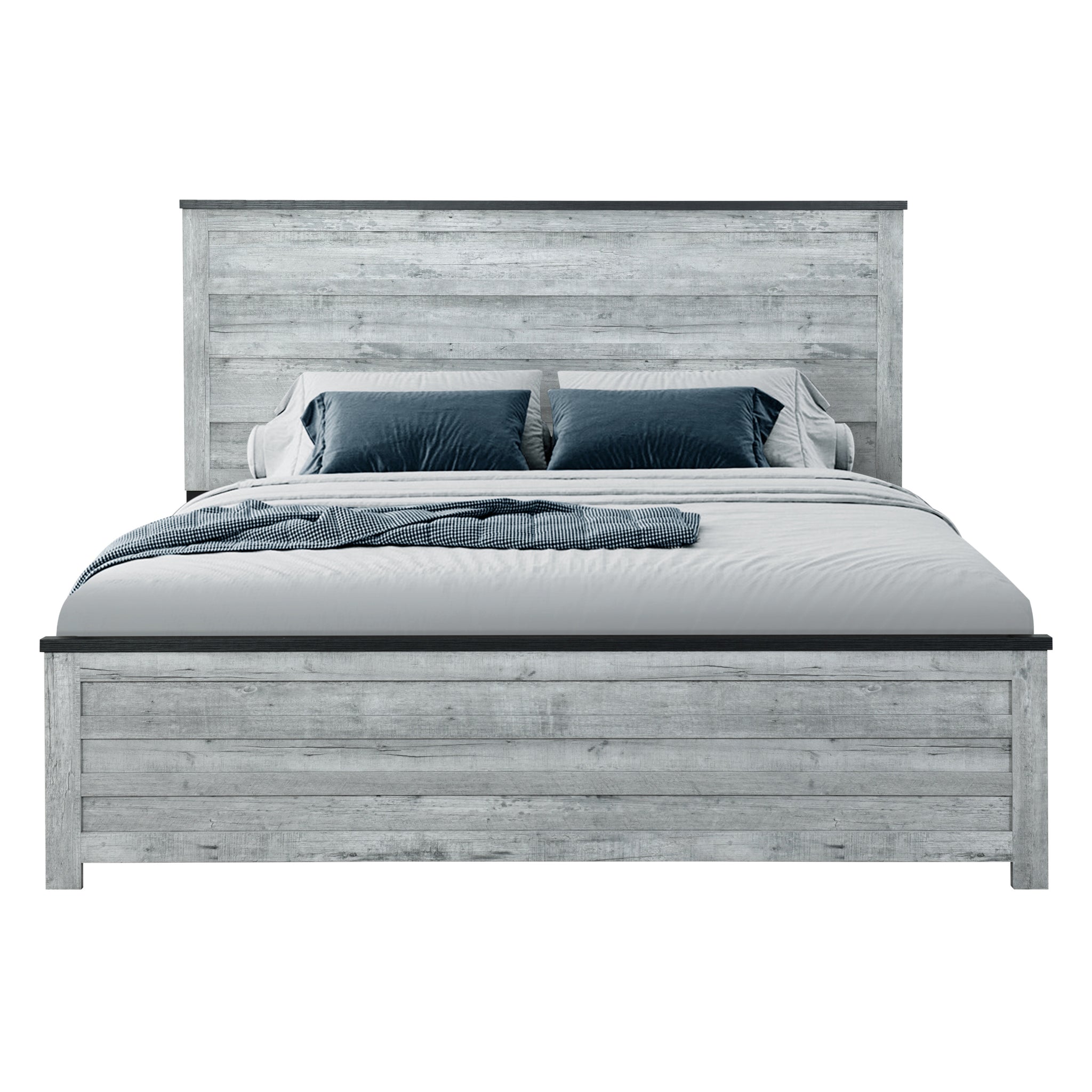 Kicks Grey Wash Full Bed Gray Wash Solid Wood Mdf