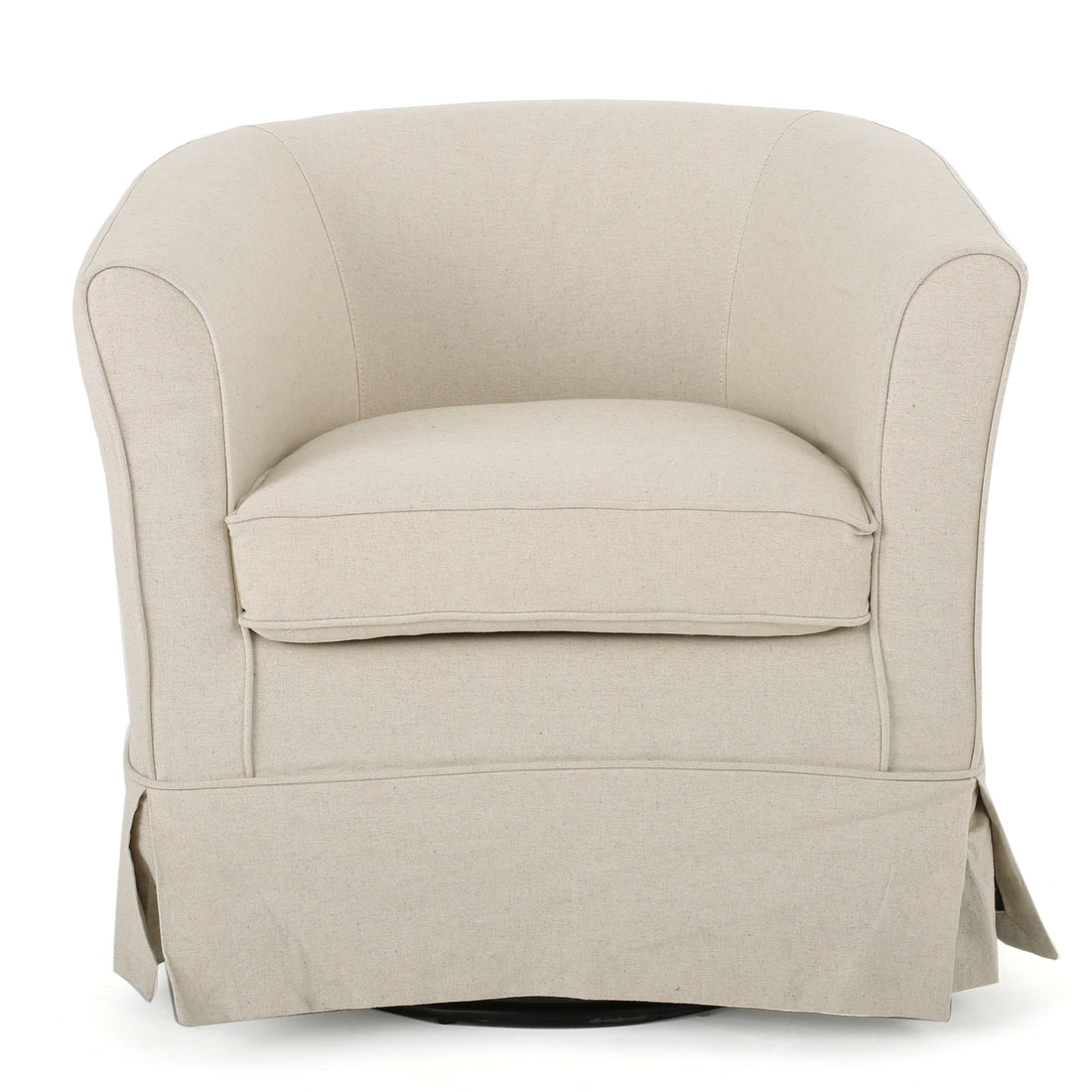 Swivel Chair With Loose Cover Natural Fabric