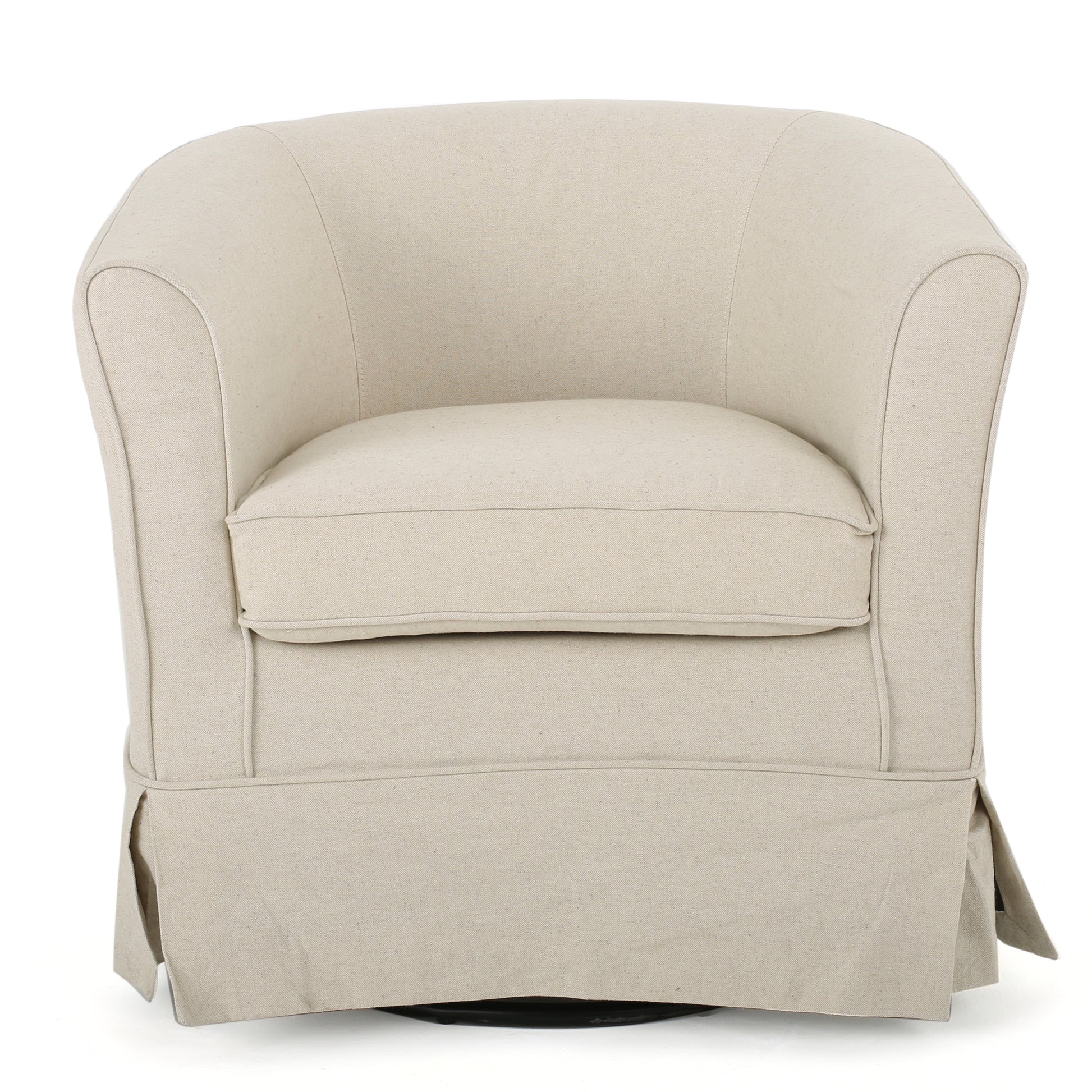 Swivel Chair With Loose Cover Natural Fabric