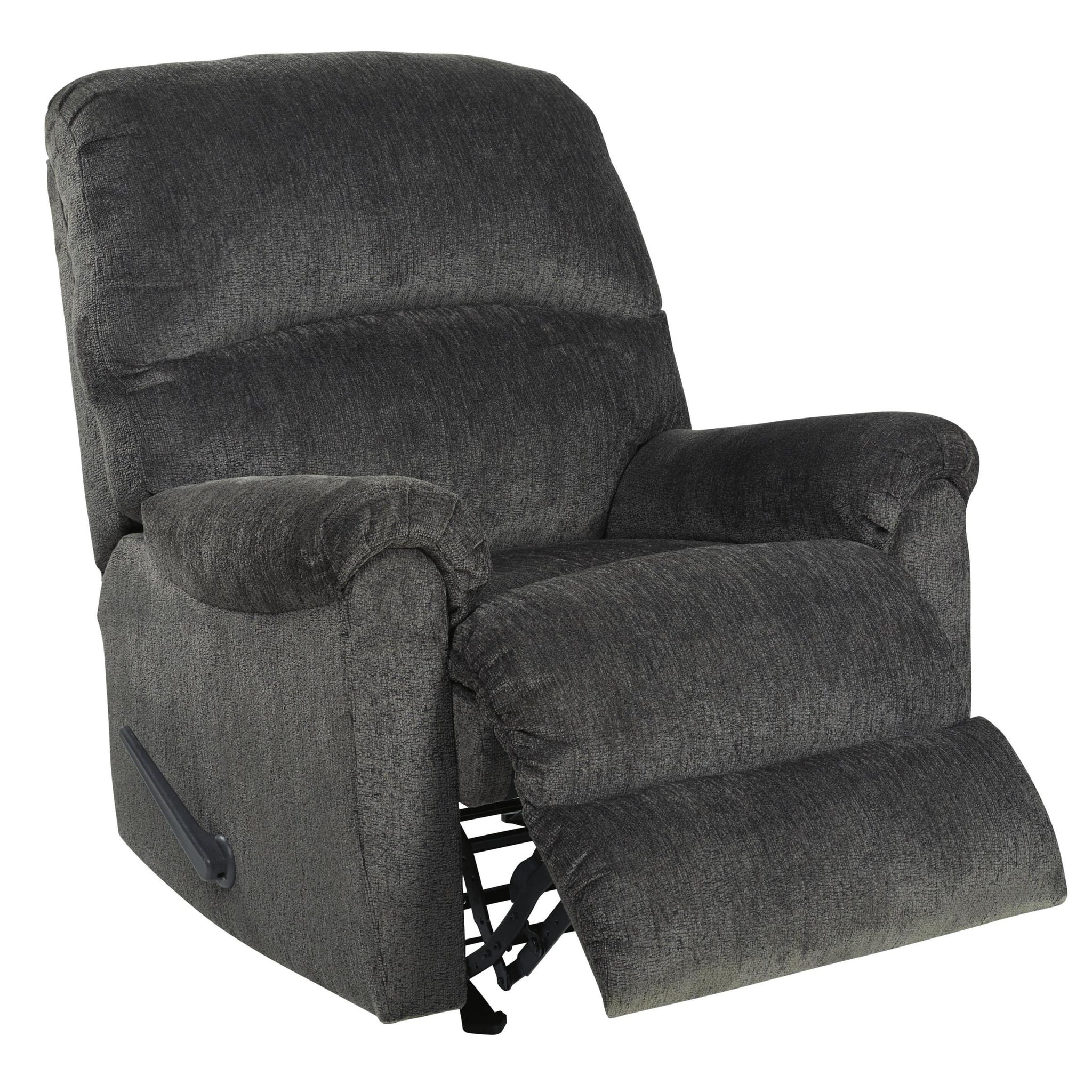 Fabric Upholstered Rocker Recliner With Pillow Top Arm, Smoke Gray Gray Wood Fabric