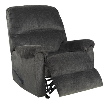 Fabric Upholstered Rocker Recliner With Pillow Top Arm, Smoke Gray Gray Wood Fabric