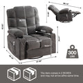 Massage Rocker Recliner Chair Rocking Chairs For Adults Oversized With 2 Cup Holders, Usb Charge Port Soft Features A Manual Massage And Heat. A B Grey Grey Soft Heavy Duty Foam Metal & Wood