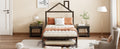 Twin Size Metal Platform Bed With Twin Size Trundle,House Shaped Headboard Design, Black Twin Black Metal