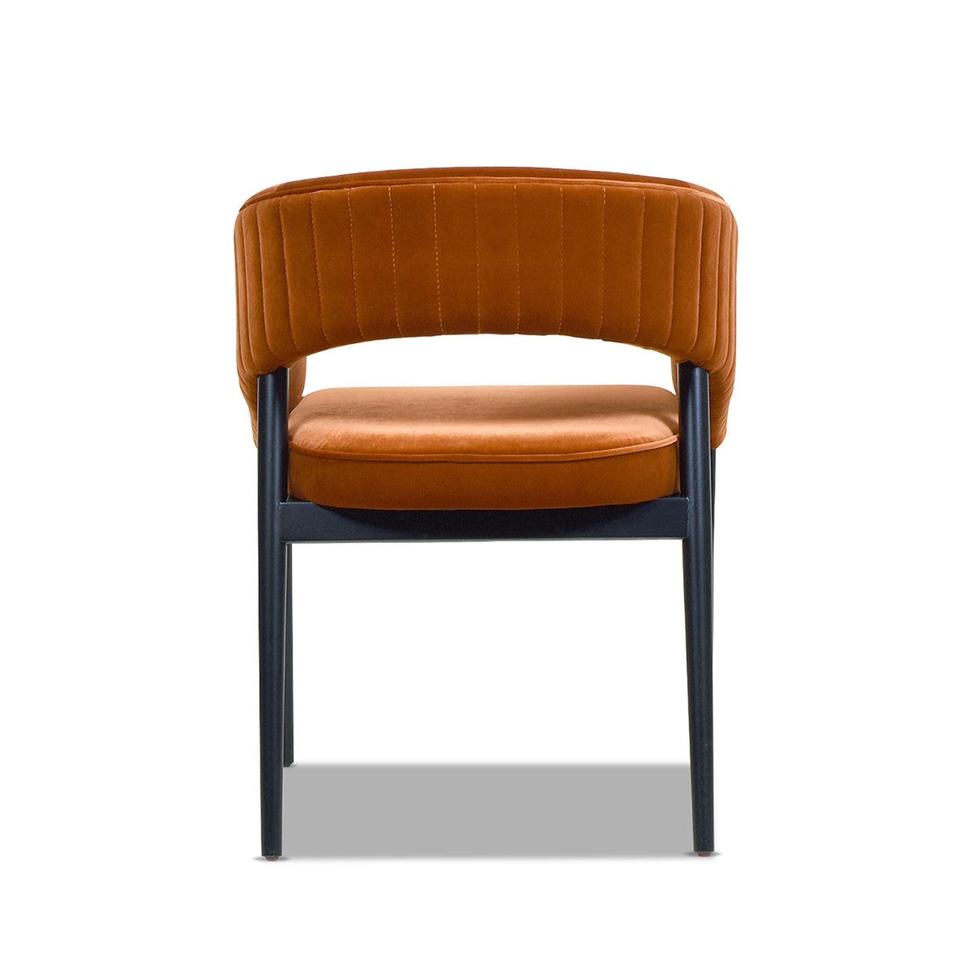 Mirah Modern Open Barrel Dining Chair, Burnt Orange Performance Velvet Burnt Orange Foam Velvet