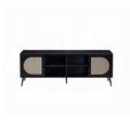 Black Tv Stand With Metal Leg Black Primary Living Space 60 Inches 60 69 Inches Modern Wood Metal