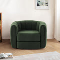 Swivel Accent Chair For Living Room, Sofa Chairs With Wood Base Side, Comfy Swivel Accent Chair With Wide Upholstered, For Living Room Green Dark Green Teddy