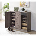 Rustic Grey Oak 4 Shelf Shoe Cabinet Freestanding 3 4 Shelves Oak Grey,Oak,Rustic Primary Living Space Adjustable Shelves Paper Composite
