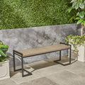 Hopkins Industrial Wood And Metal Bench Grey Acacia Wood