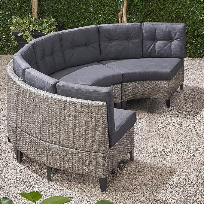 Pema Outdoor 4 Seater Sofa Black Gray Seats 4 Pe Rattan Iron Waterproof Fabric